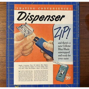 Vintage Magazine Ad 1948 Gillette Razor Dispenser